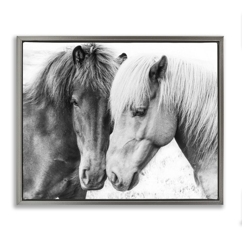 «Union Rustic Horse Love Duo», art mural encadré par Sissi et Seb, H 21 po x l 17 po, Cadre flottant orme Montalcino