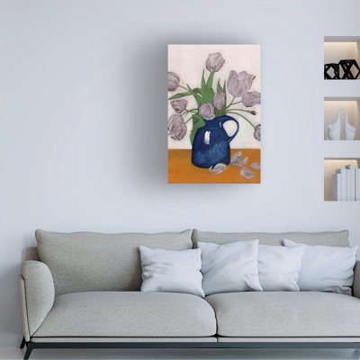 Art sur toile, "Tulipe lilas" dans un vase bleu