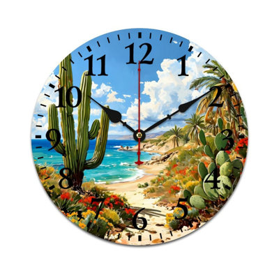 Horloge murale 12 po x 12 po Coastal Cactus Palm