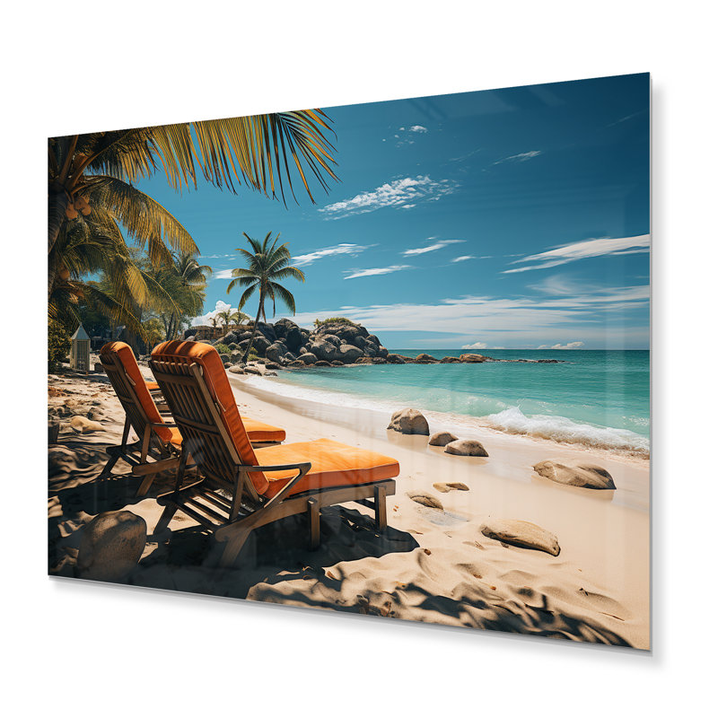 Beach Tropical Dream II - Décoration murale nautique et plage en métal, H 30 po x l 40 po x P 1 po