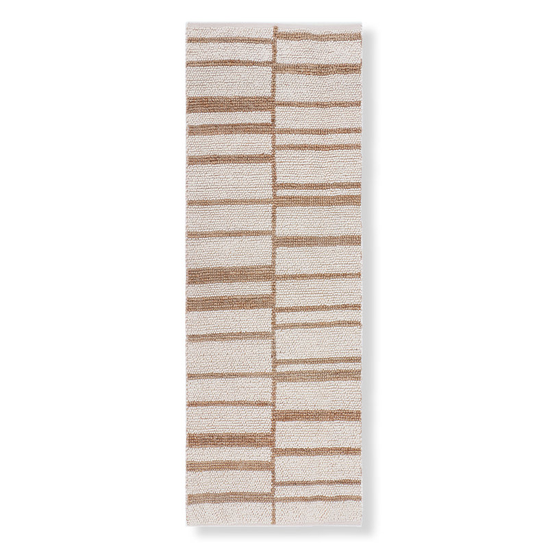 Ladder Striped Area Rug in Brown/Beige, Runner 2'6" x 12'