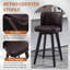 Ensemble de 3 tabourets de bar pivotants 27,5 po, siège en similicuir brun avec dossier capitonné, pieds en bois massif, chaises de bar à hauteur de comptoir pour îlot de cuisine, salle à manger, café (ensemble de 3)-577465201