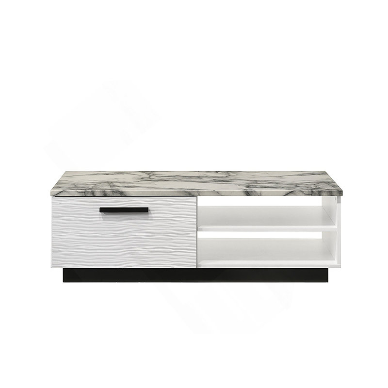 Table basse l 47 po avec plateau en faux marbre blanc