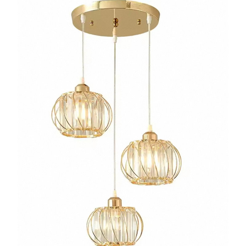 Luminaire suspendu 3 lumières Kambria, Or