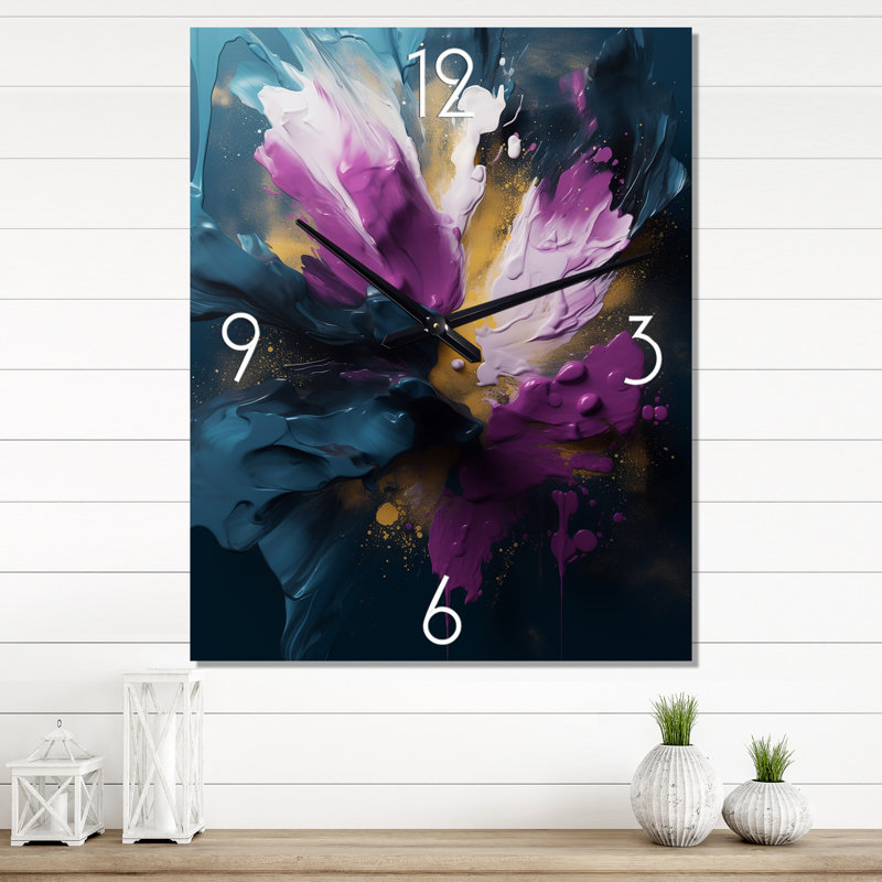 Jaquelina - Horloge murale peinture abstraite, H 32 po x l 24 po x P 1 po