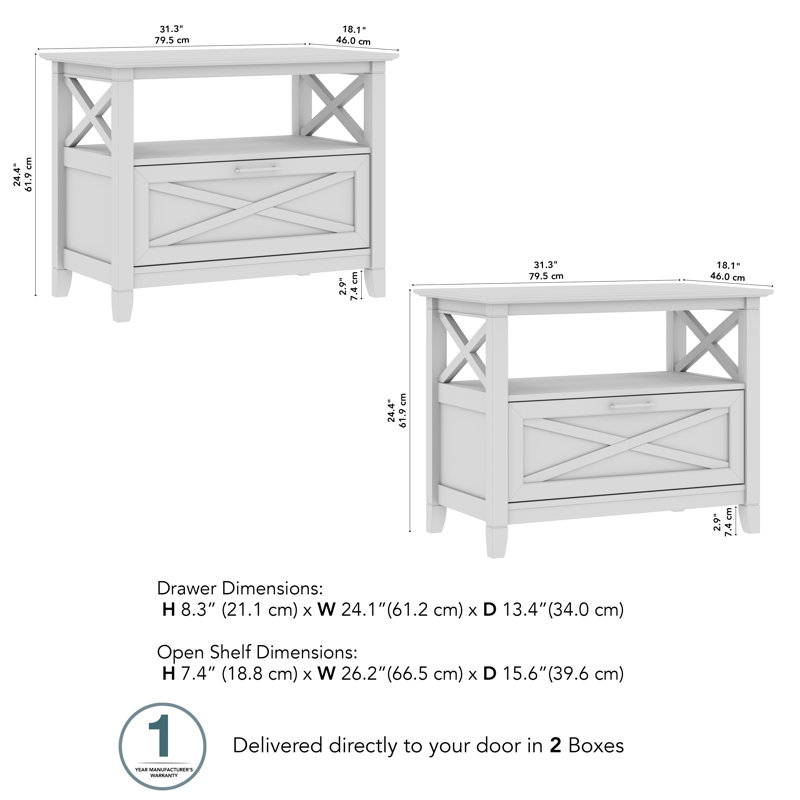 Tables de chevet 31,3 po Doreene, Blanc