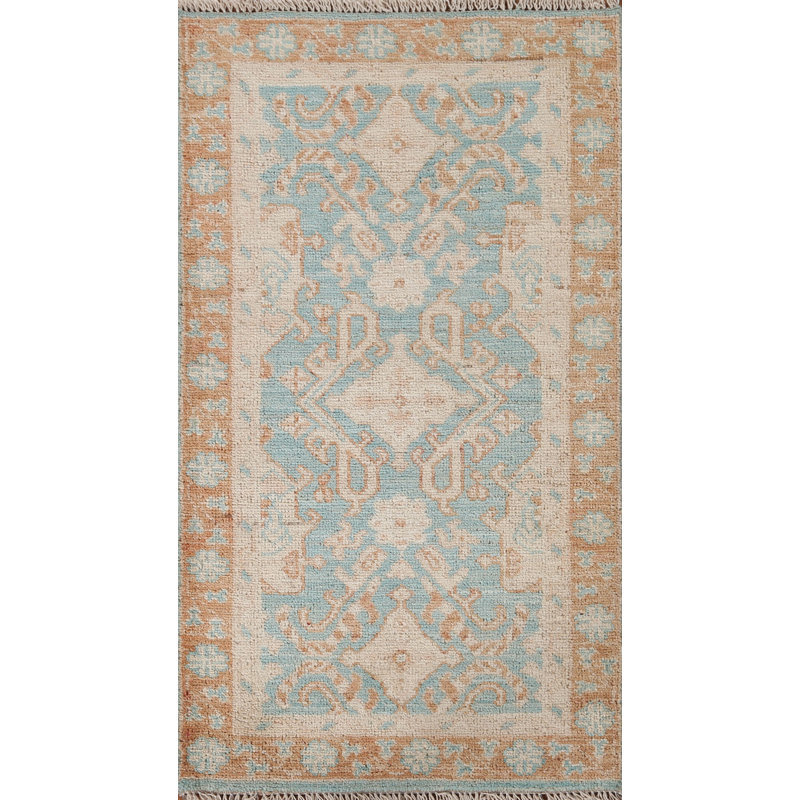 Tapis unique en coton bleu marine et bleus 3 pi 11 po x 2 pi Neelon