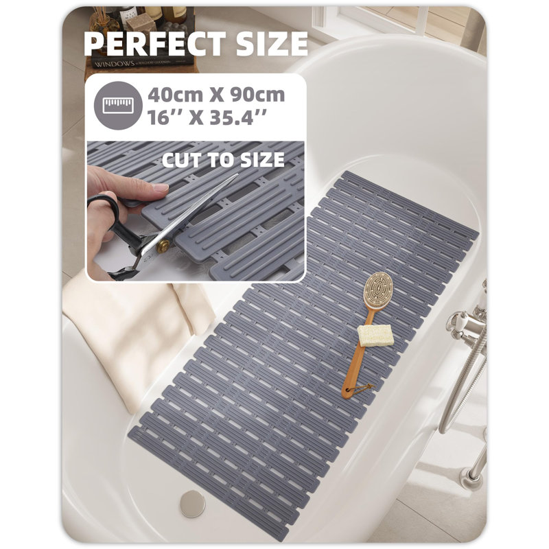 Tapis de bain, L 16 po x L 36 po, Gris