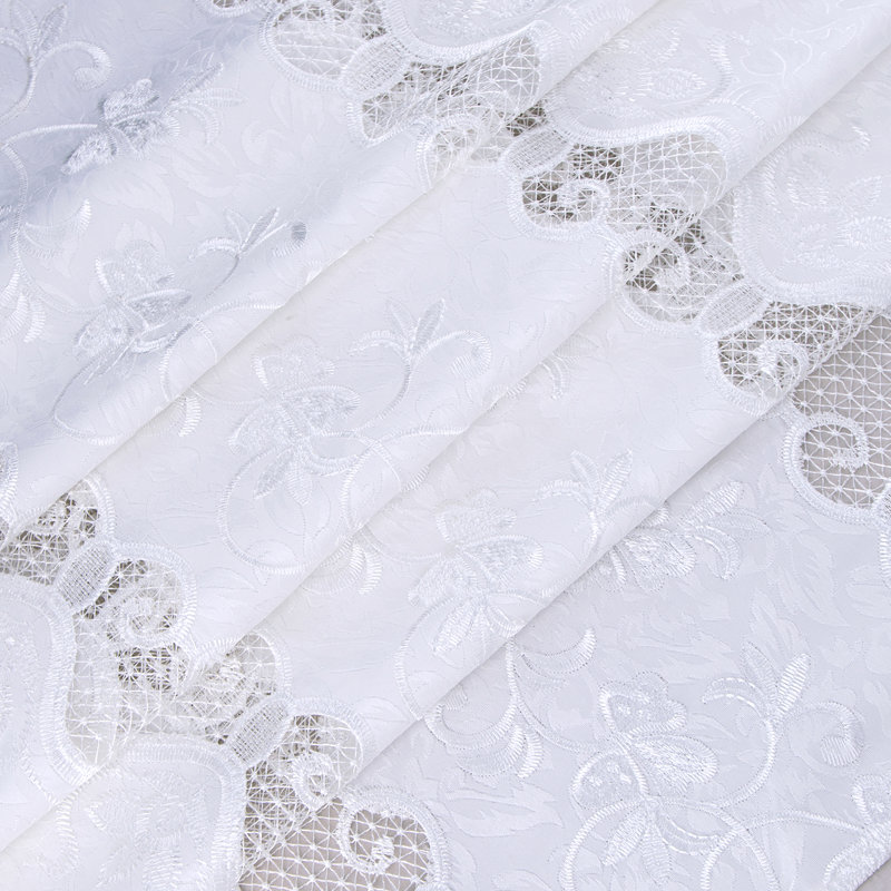 Rideau de fenêtre en macramé brodé Alice, Blanc