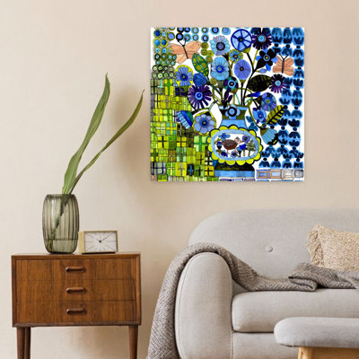 Contemporary Art Whimsical Contemporary Butterfly Bird Wall Art by Sharon Nullmeyer - Wrapped Canvas Print