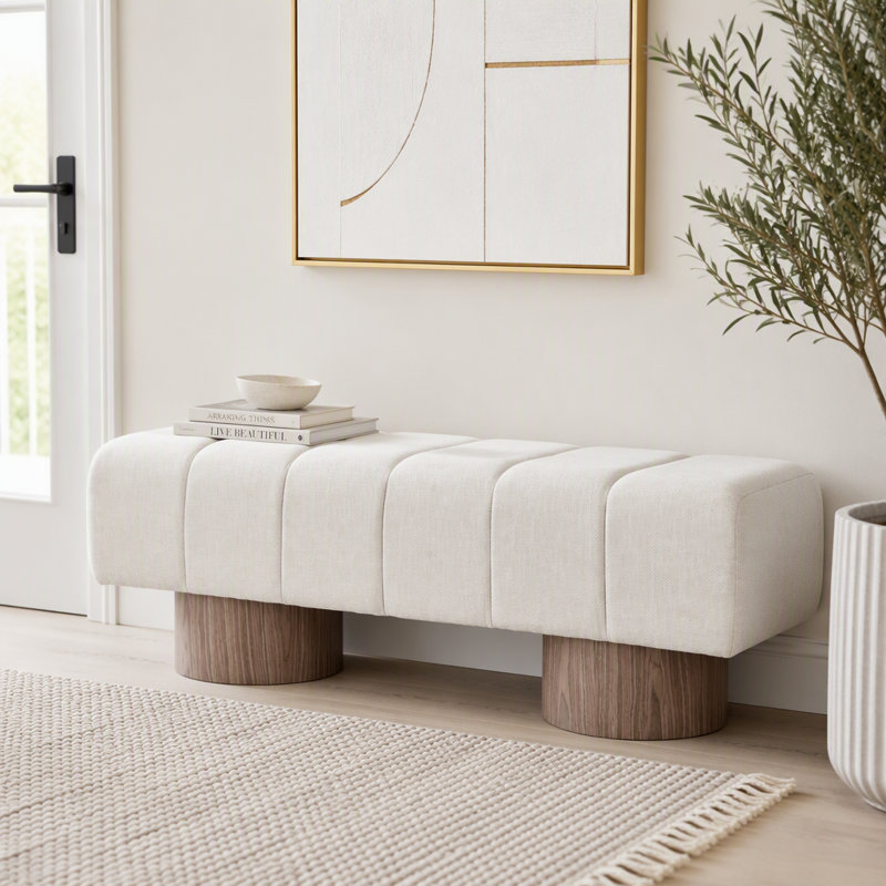 Banc de salle à manger rembourré, Beige