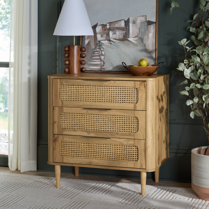 Commode 3 tiroirs Brey, Chêne