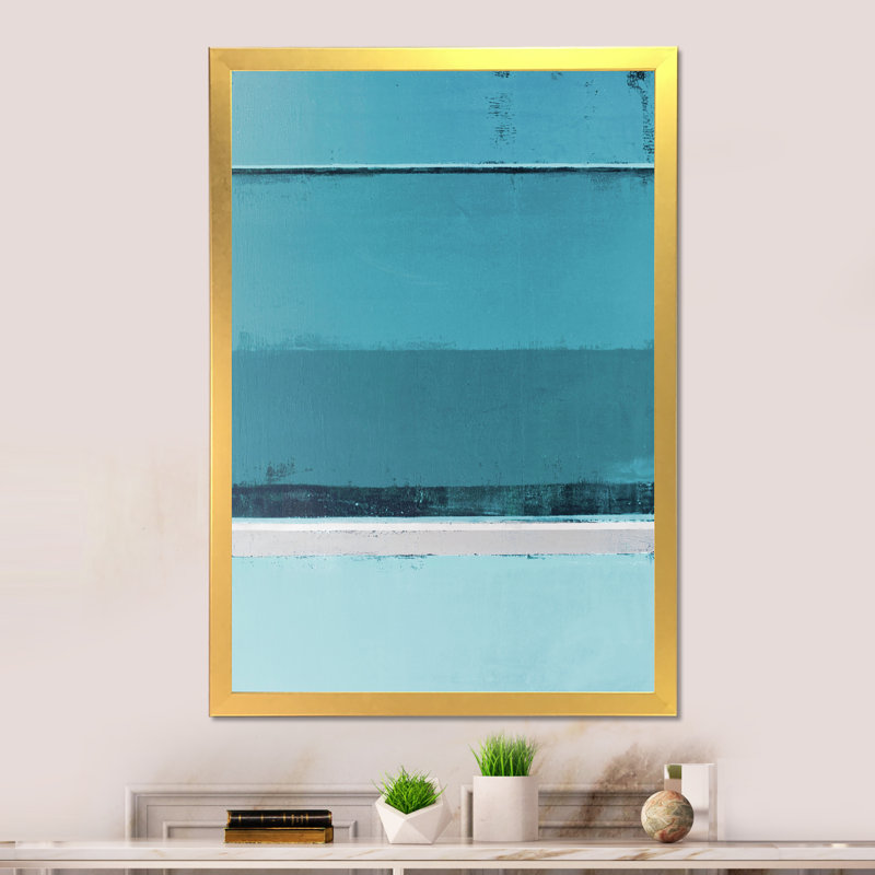 Art moderne gris et bleu II 2PT47705, H 36 po x l 24 po x P 1 po, Encadrement doré