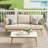 2-Piece Outdoor Wicker Rope French Garden Style Sofa Set with Coffee Table