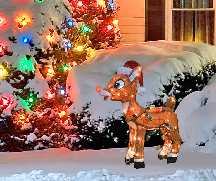 24-Inch 3D Pre-Lit Rudolph with C9 Light Strand - 80 Lights
