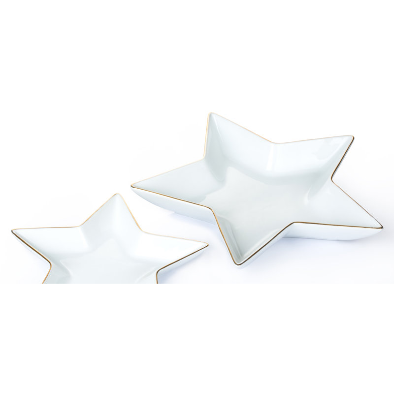 2pc Gold Rim Star Serving Plates