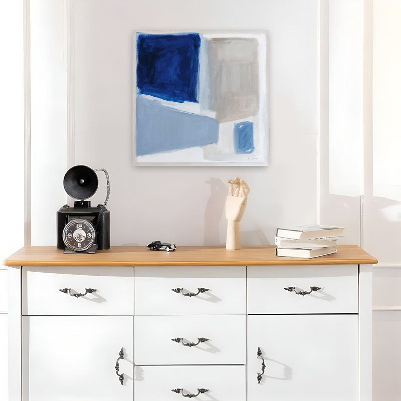 Bleu contemporain avec art abstrait bleu, H 18 po x l 18 po