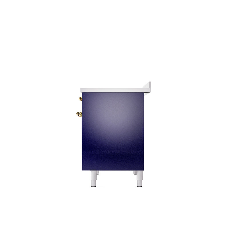 Cuisinière à induction 40 pouces avec 6 éléments à induction ILVE Nostalgie II Series (porte pleine), Bleu minuit / laiton