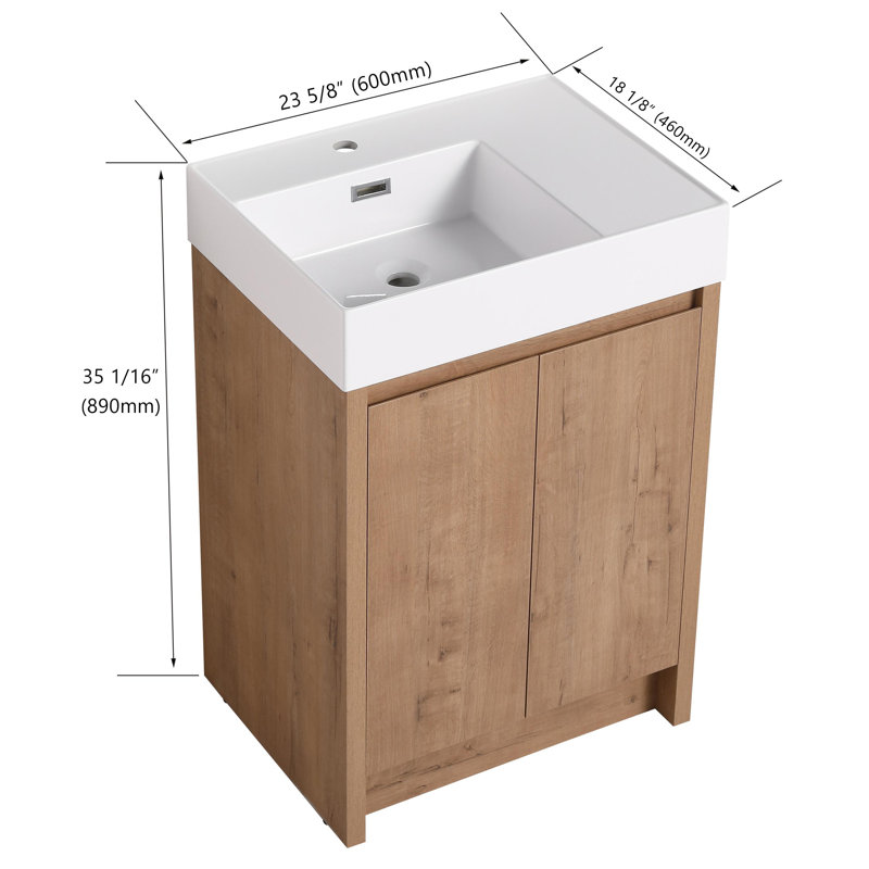 Meuble-lavabo simple 23,64 po avec plateau en résine Dereka