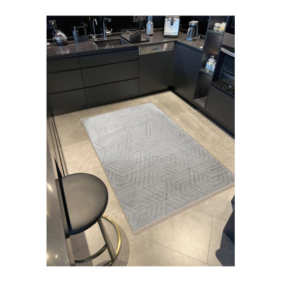 Beige Themed Geometric Pattern Creative Modern Decorative Machine Washable Area Rug