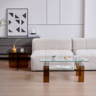 Table basse en verre trempé (table basse incluse, sans chaises)