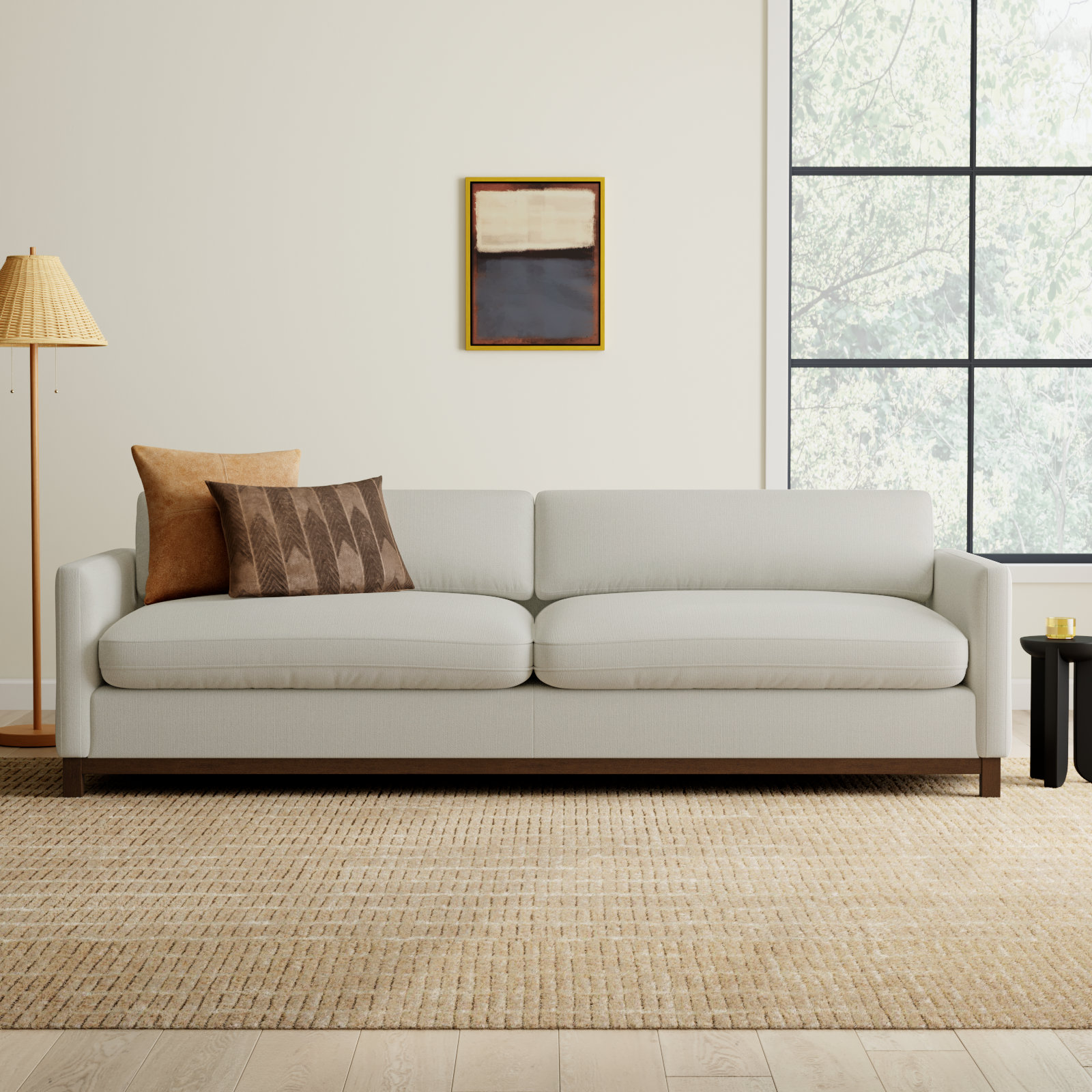 Liz 85" Upholstered Sofa, Flanigan Cotton, Dark Brown, 32.28"H x 84.25"W x 39.37"D