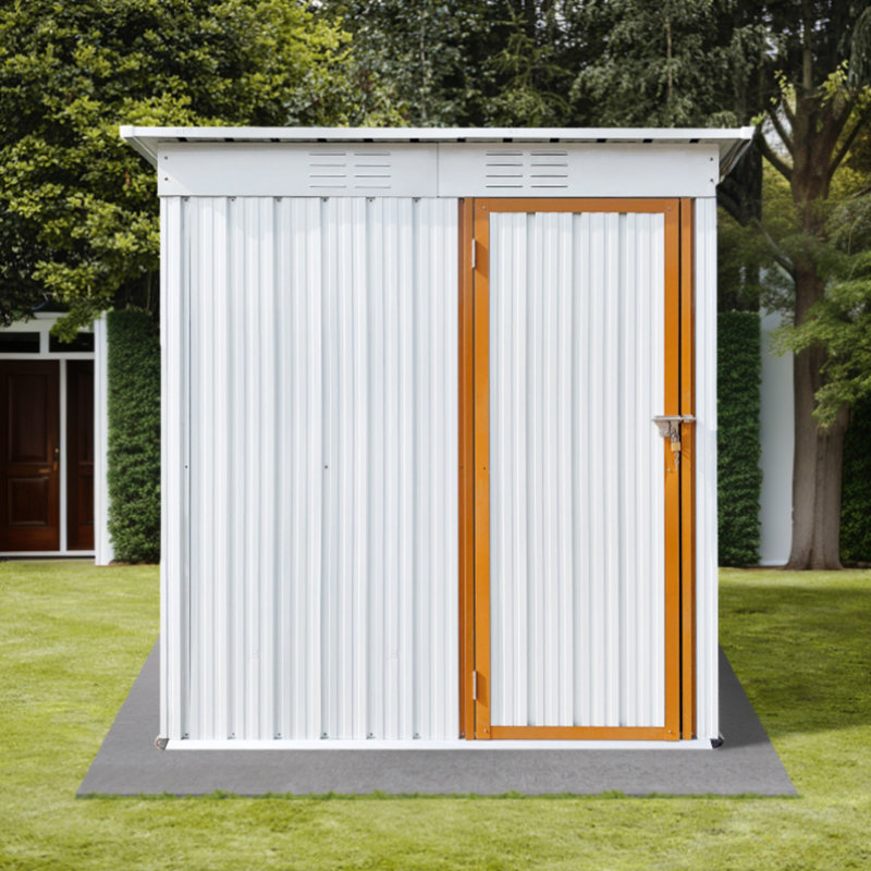 5 ft. W x 4 ft. D Metal Lean-to Storage Shed, White/Yellow