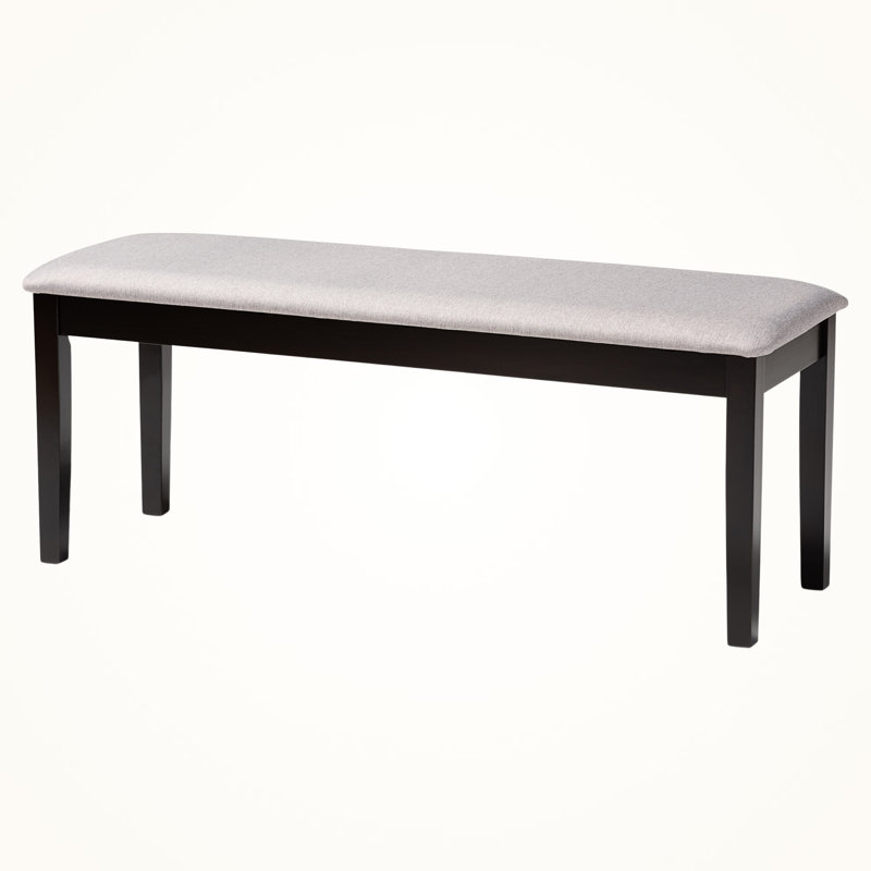 Exalt Dining Bench with Gray Fabric Upholstery & Dark Brown Finish, 18.62" H X 47.61" W X 15.9" D