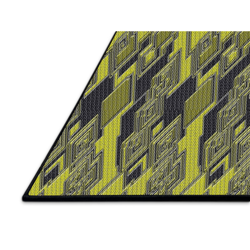 Jaune Tapis décoratif géométrique, Rectangle 3 pi x 5 pi