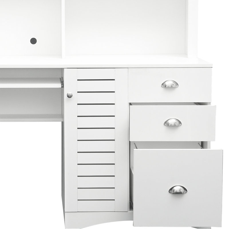 Bureau d'ordinateur à domicile avec huche et nombreuses solutions de rangement