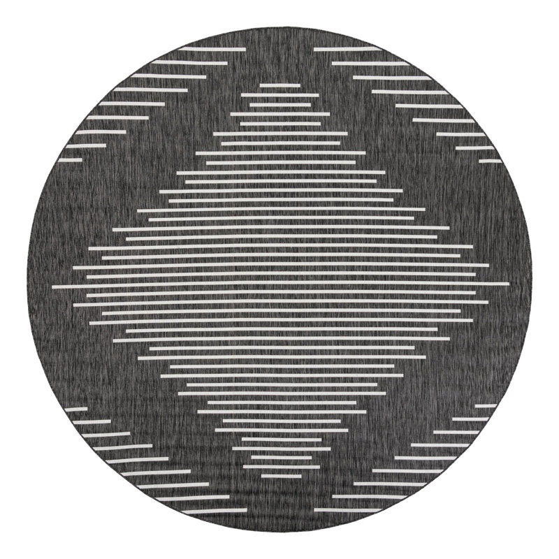 Tapis rayé intérieur / extérieur en polypropylène tissé à la machine, Rond 10pi