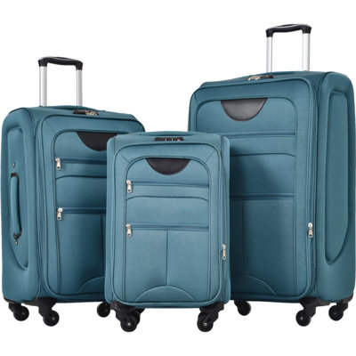 Softside Luggage Expandable 3 Piece Set Suitcase Upright Spinner Softshell Lightweight Luggage Travel Set