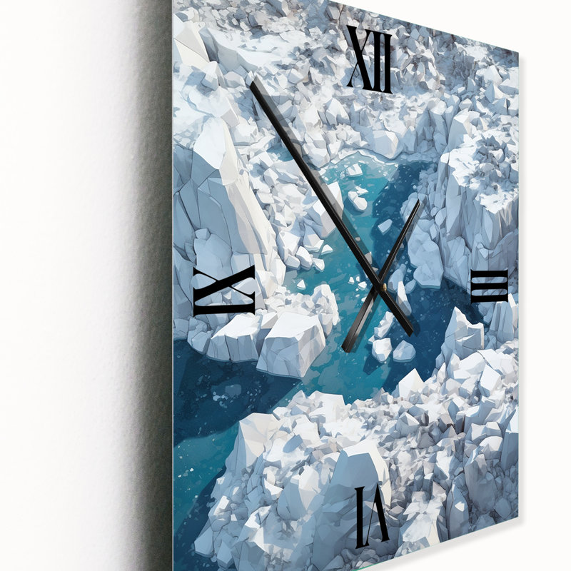 Majestic Aerial View Artic Rivers Icebergs - Glacier Very Wall Clocks, Medium