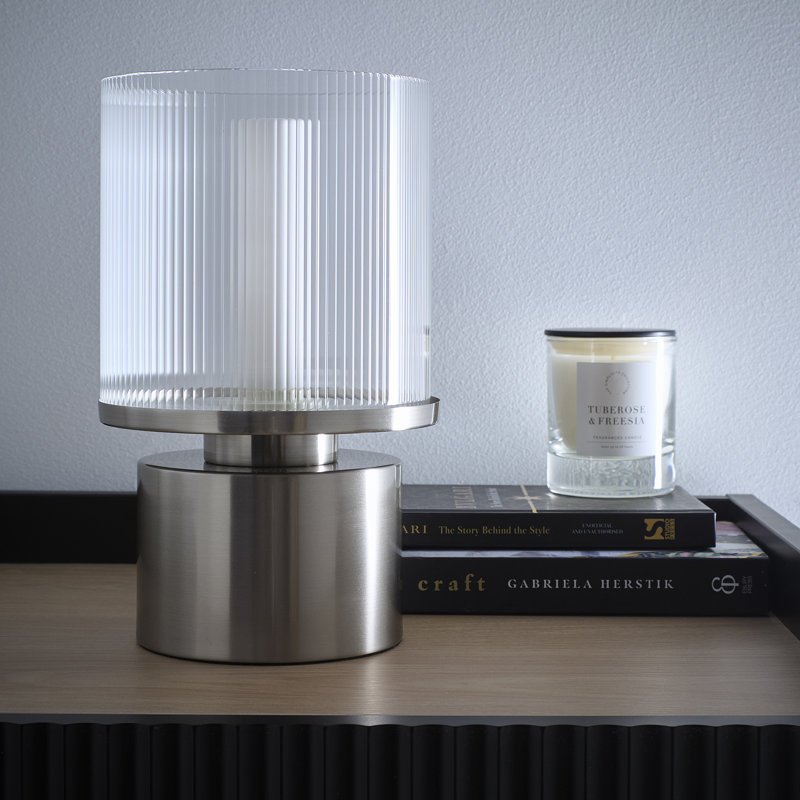 Glass & Metal Table Lamp, Gold