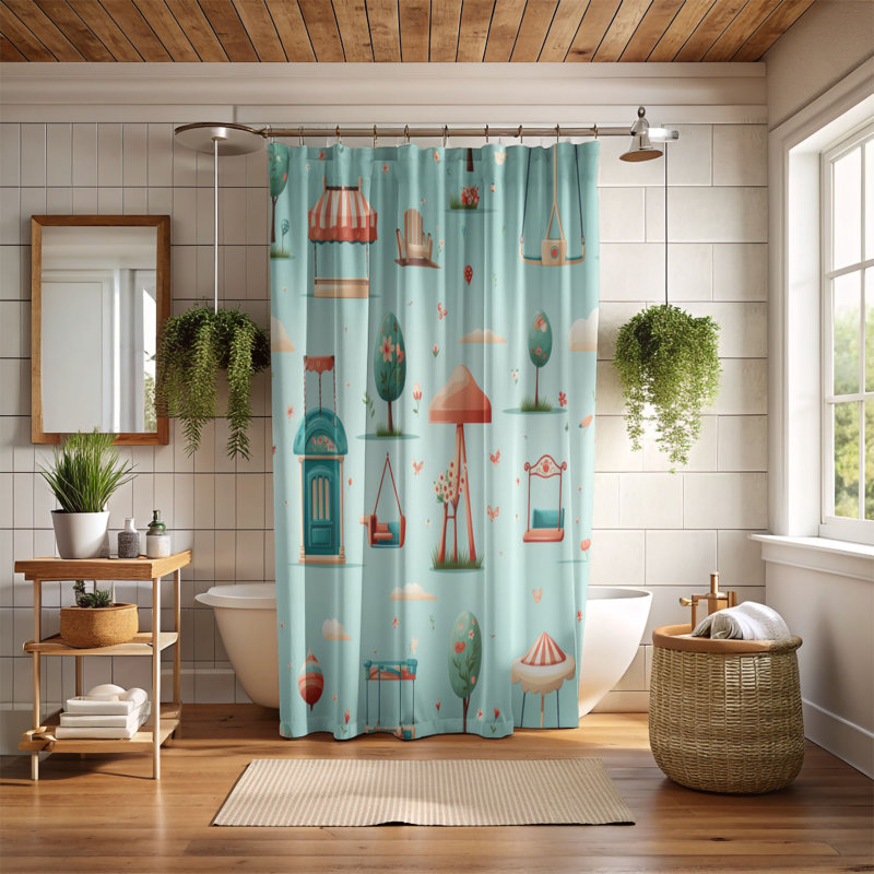 Play Place - Rideau de douche Premium, H 74 po x l 71 po