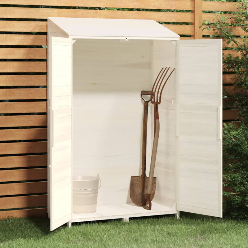 Jayziel 8.5 ft. W x 4.4 ft. D Solid Wood Pent Garden Shed, White