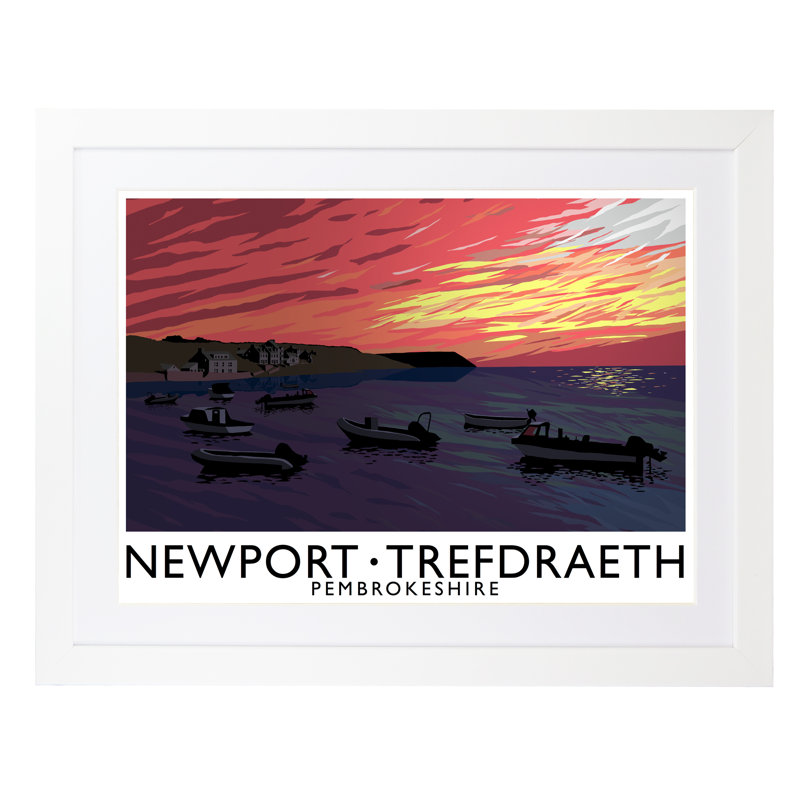Newport Pembrokeshire 1 Piece Wall Art, 44 cm H x 54 cm W x 2.2 cm D, White Wood Frame
