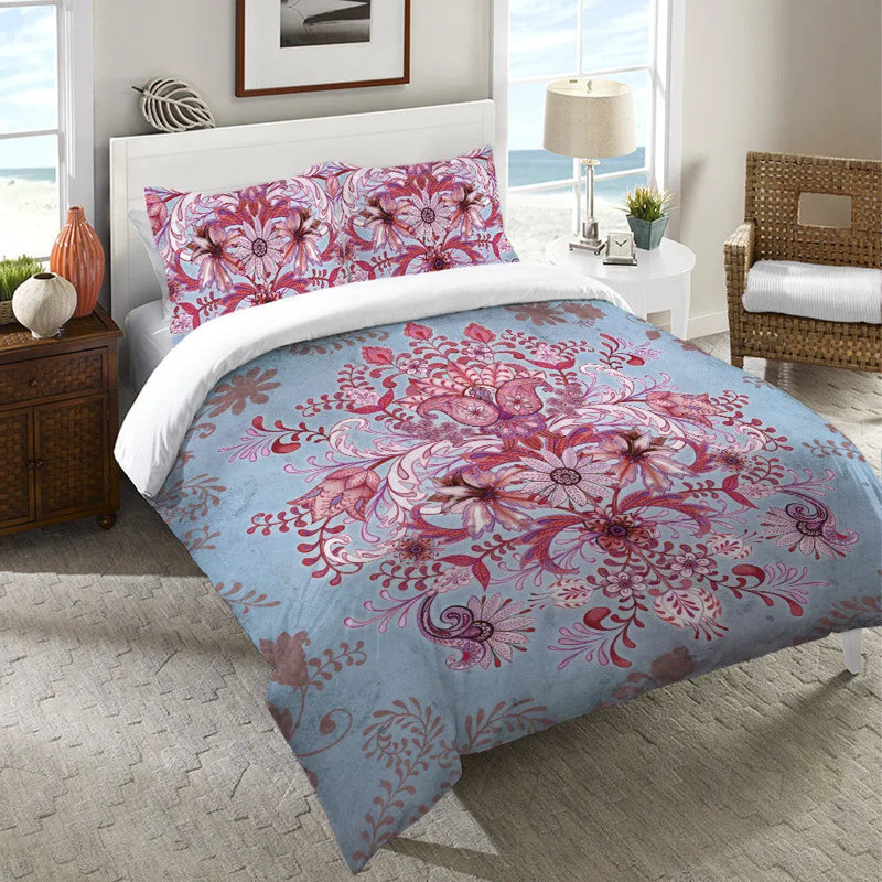 Housse de couette rose Kaléidoscope rose par Laural Home, Housse de couette pour grand lit
