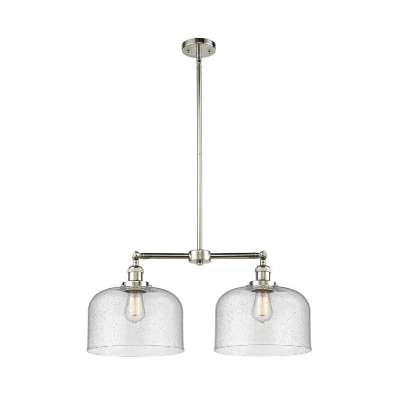Bell 12" - 2 Light 21" Island Light, 6 Watt Vinage LED Bulb, Plated Smoked, Polished Nickel