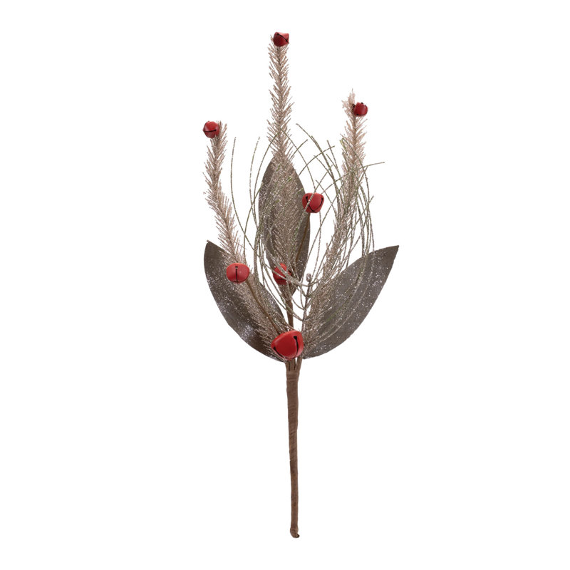 Jet de pin scintillant et grelot (ensemble de 6), Rouge / argenté, H 18 po x l 9 po x P 3,5 po
