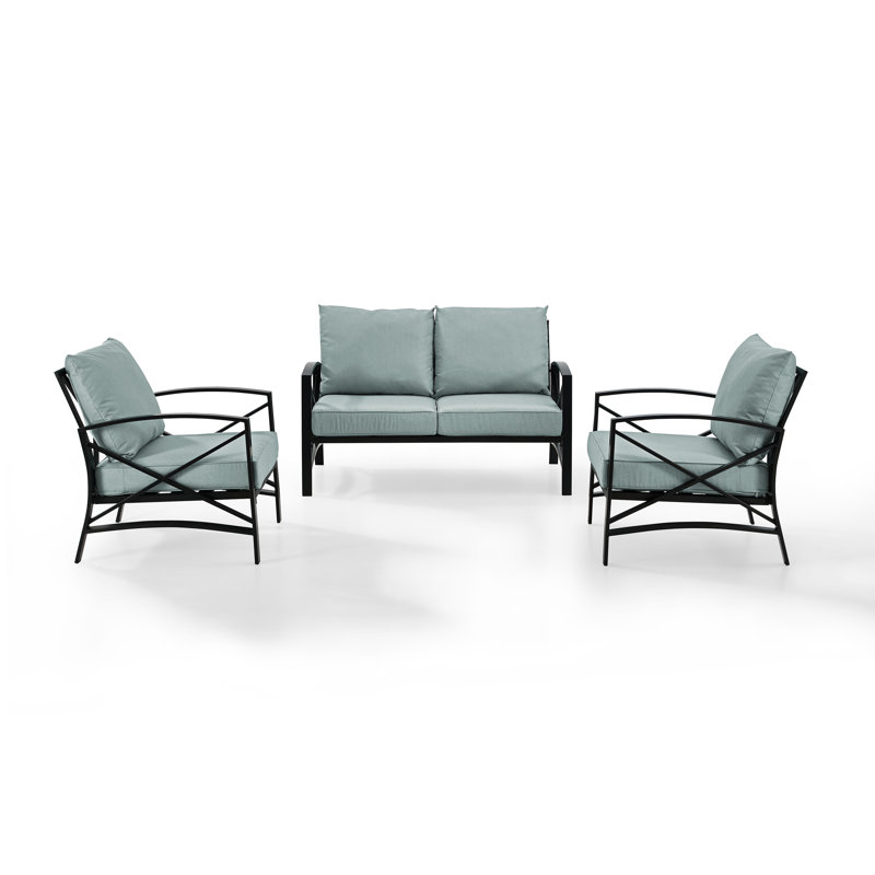 Mosier 4 - Person Patio Conversation Set with Cushions, Oil Rubbed Bronze, Mist