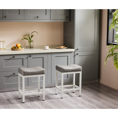 Michille Saddle Upholstered 24.21" Counter Stool