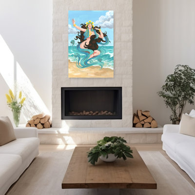 «Goddess of the Waves», impression élégante sur fond de plage mystique