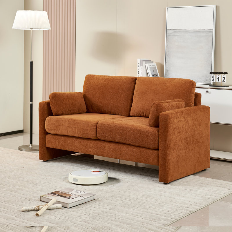 Petit causeuse moderne 58,66 po, causeuse 2 places en tissu de chenille Mid-Century