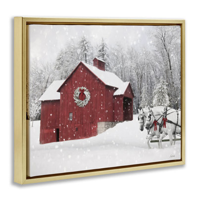 Toile enneigée rouge avec toile de neige par Lori Deiter