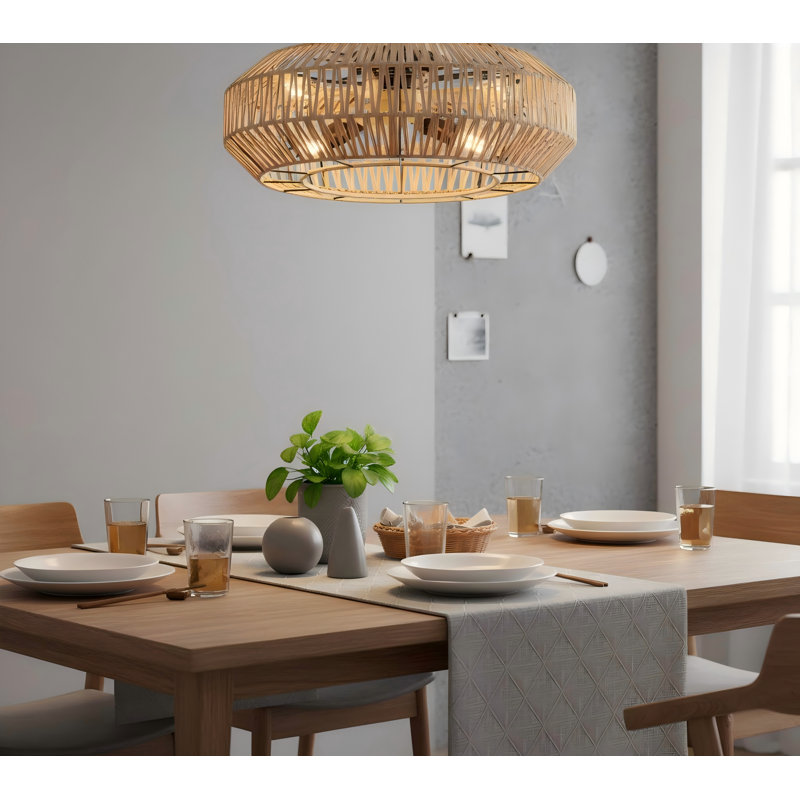 Ventilateur de plafond fermé en rotin 22 po avec télécommande et 6 vitesses réversible, ventilateur de plafond