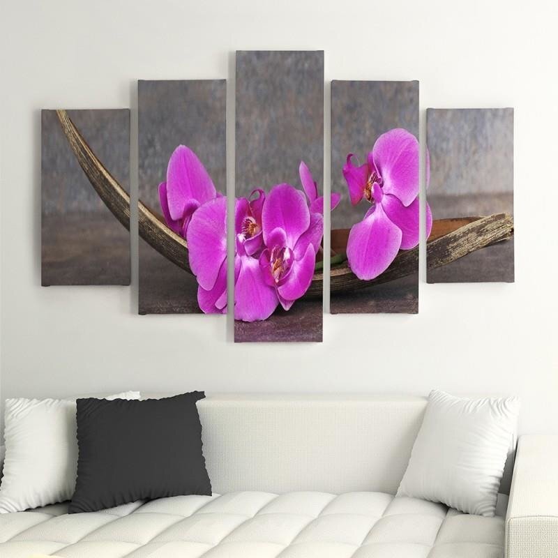 5-tlg. Fotodruck-Set A Pink Orchids