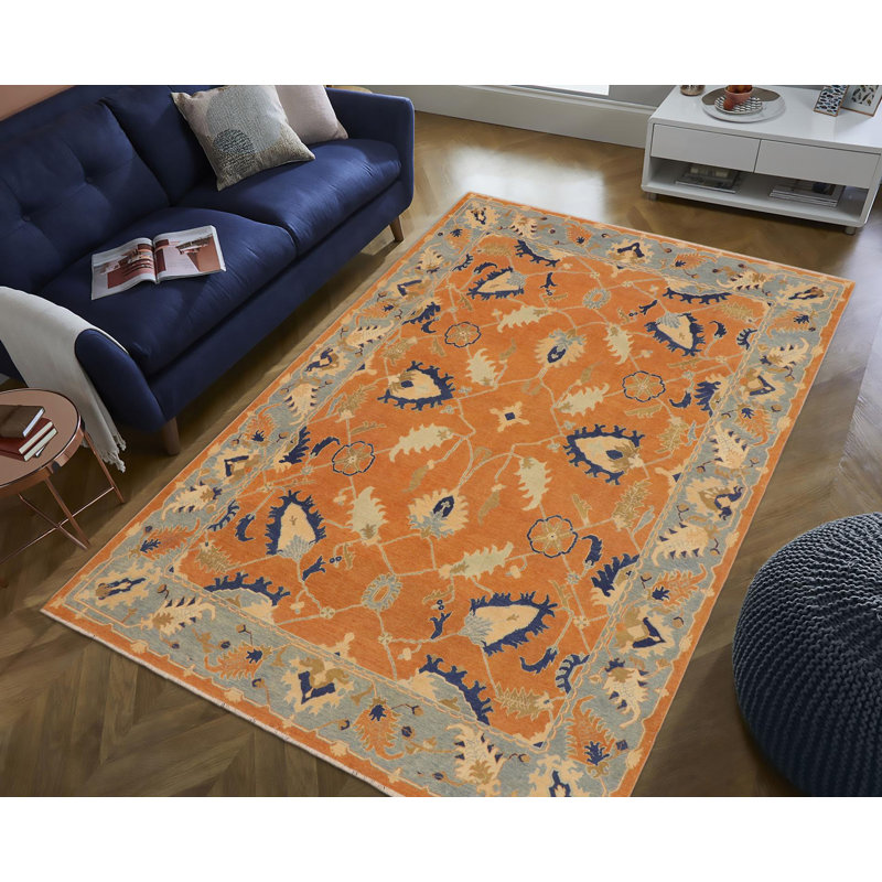 Laine orange noué à la main 8 pi 8 po x 12 pi 2 po Dorr Oriental