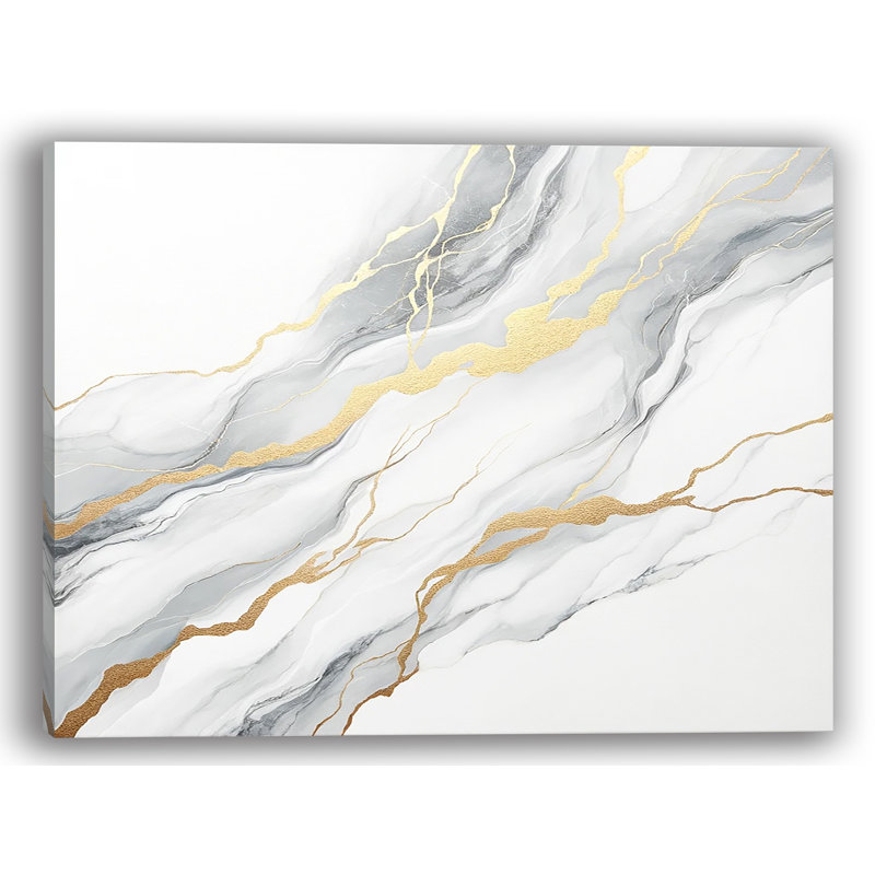 " Serene Cascade Marbled Gold Streak ", 16" H x 24" W x 1.5" D