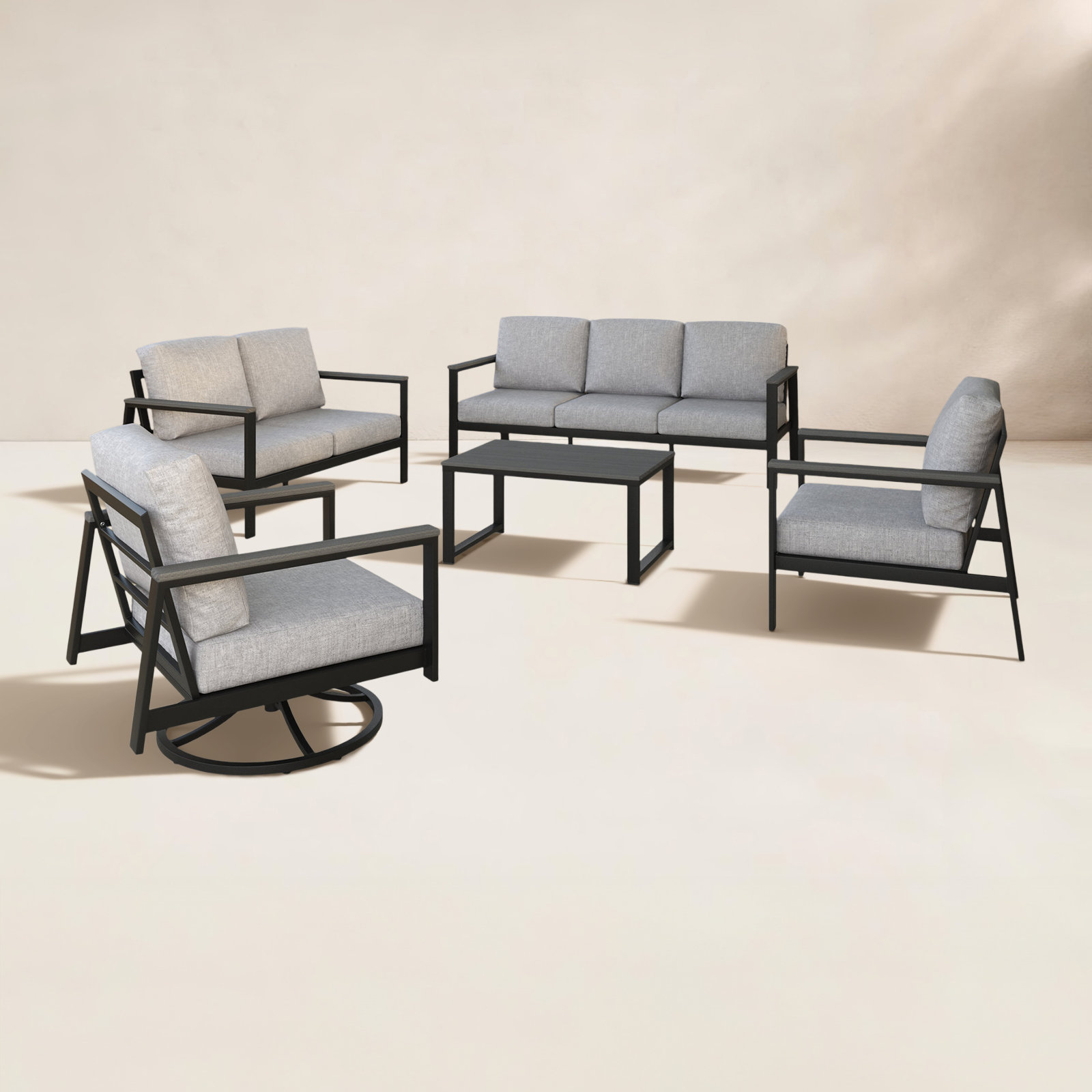 Townsend 7-Person Sunbrella® Patio Seating Group, Canvas Granite Sunbrella® Canvas